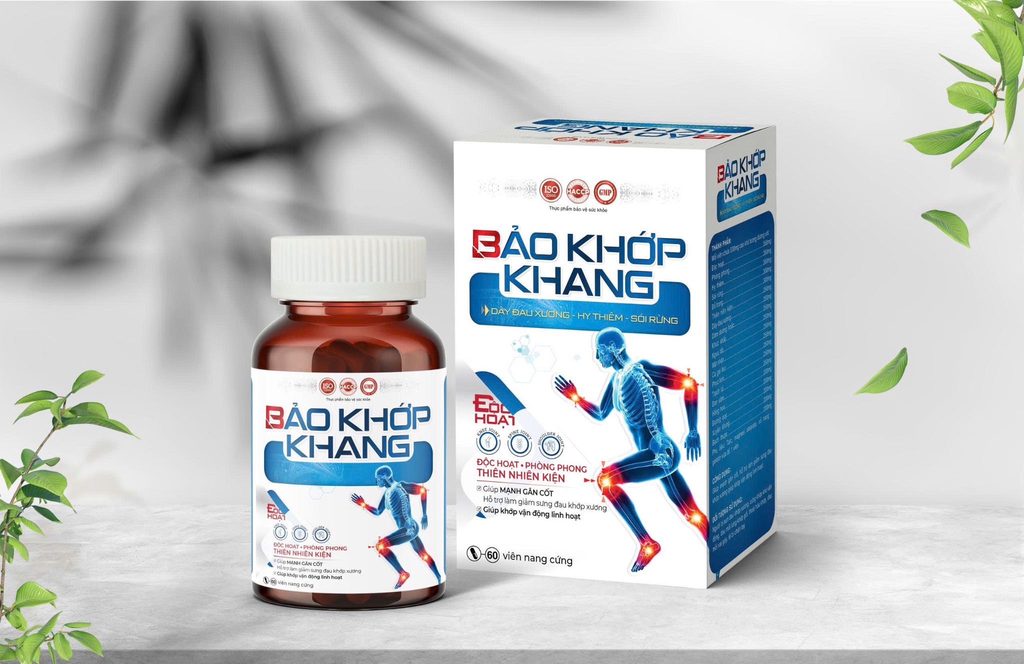 Hộp và lọ Bảo Khớp Khang 60 viên nang cứng